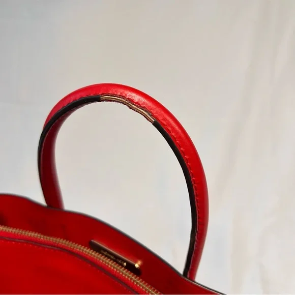 Michael Kors Bright Red Leather Tote HangBag Purse - Picture 6 of 8